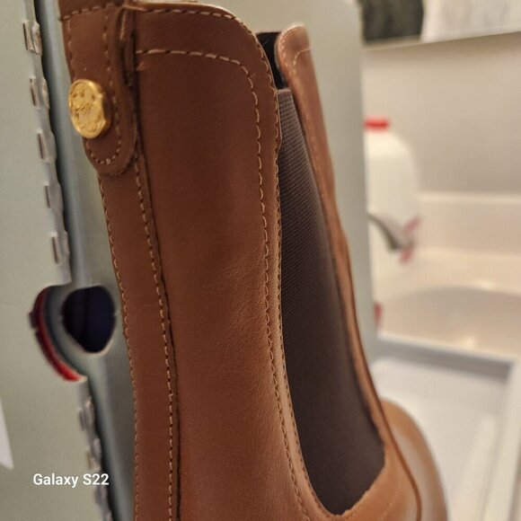 TED BAKER London Daphina Women's Boots Tan Leather Heeled Ankle Chelsea Size 9.5 - Picture 4 of 15